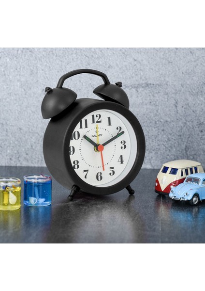 Mini Boy Akar Saniyeli Alarmlı Analog Masa Saati Çalar Saat