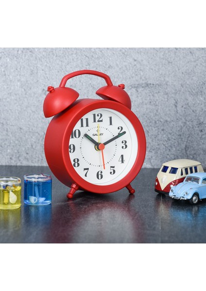Mini Boy Akar Saniyeli Alarmlı Analog Masa Saati Çalar Saat