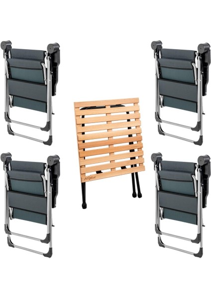 4 Adet Katlanır Kamp Sandalyesi ve Masa Seti - Rock - Haki A-04 - Bardaklıklı - 140 kg fiyatları