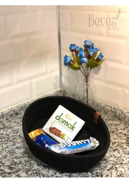 Şık ve Çok Amaçlı Hasır Düzenleyici Sepet, Pratik ve Siyah, Küçük Hacimli