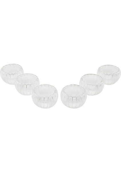 6 Pcs Çizgili Cam Çift Cidarlı Lokumluk - Sosluk 50 ml (4767) - MCT5802-2734