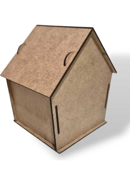 Doğal Ahşap Kuş Evi Boyama Seti - 10x13x15 cm, 1 Parça - Çocuklar için Eğlenceli Aktivite