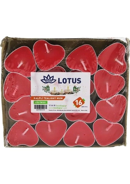 16PCS Kalpli - Kırmızı Tea Light Mum Roz