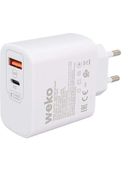 WK-21446 S11-UC 25 Watt 3.0 Amper Type-C + USB Şarj Başlık Adaptörü (4767) - 1OL7048-3201