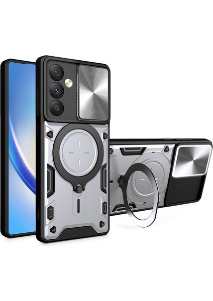 Samsung Galaxy A16 Uyumlu Kamera Koruma 360 Dönebilen Magsafe Halka Stand Özellikli Tank Kılıf