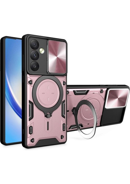Samsung Galaxy A16 Uyumlu Kamera Koruma 360 Dönebilen Magsafe Halka Stand Özellikli Tank Kılıf