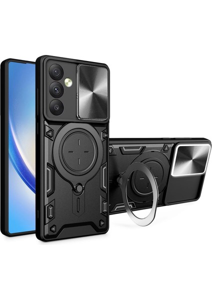Samsung Galaxy A16 Uyumlu Kamera Koruma 360 Dönebilen Magsafe Halka Stand Özellikli Tank Kılıf
