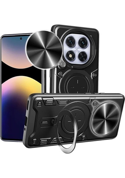 Xiaomi Redmi Mi 14T Pro Uyumlu Kamera Koruma 360 Dönebilen Magsafe Halka Stand Özellikli Tank Kılıf