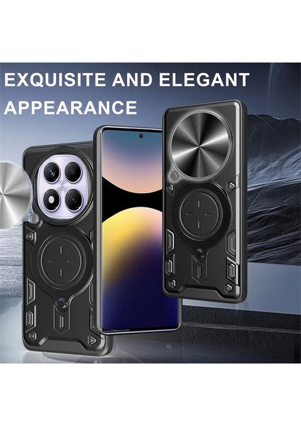 Xiaomi Redmi Mi 14T Pro Uyumlu Kamera Koruma 360 Dönebilen Magsafe Halka Stand Özellikli Tank Kılıf