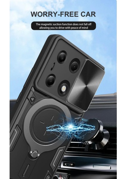 Xiaomi Redmi Note 13 Pro 4g Uyumlu Kamera Koruma 360 Dönebilen Magsafe Halka Stand Özellikli Kılıf