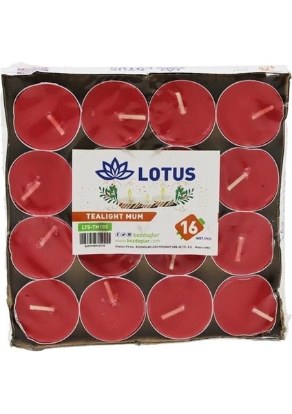 Hll 16PCS Yuvarlak - Kırmızı Tea Light Mum Trendys 1082424