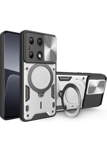 Xiaomi Redmi Note 13 Pro 4g Uyumlu Kamera Koruma 360 Dönebilen Magsafe Halka Stand Özellikli Kılıf