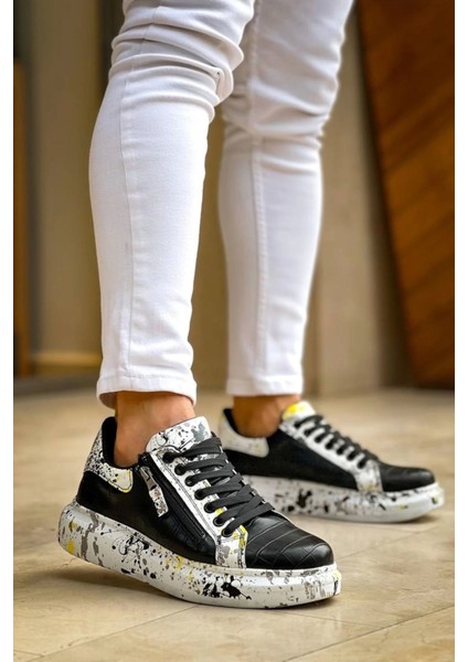 Kb 02 Kuback Bağcıklı Crocodile Siyah Sarı Günlük Erkek Ayakkabı