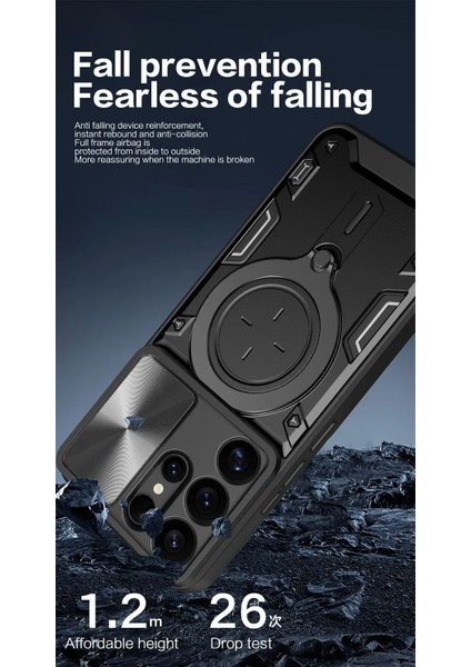 Samsung Galaxy S25 Ultra Uyumlu Kamera Koruma 360 Dönebilen Magsafe Halka Stand Özellikli Tank Kılıf modelleri
