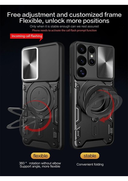 Samsung Galaxy S25 Ultra Uyumlu Kamera Koruma 360 Dönebilen Magsafe Halka Stand Özellikli Tank Kılıf fırsatları