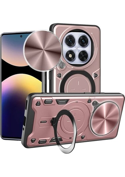Xiaomi Redmi Note 14 Pro Uyumlu Kamera Koruma 360 Dönebilen Magsafe Halka Stand Özellikli Tank Kılıf