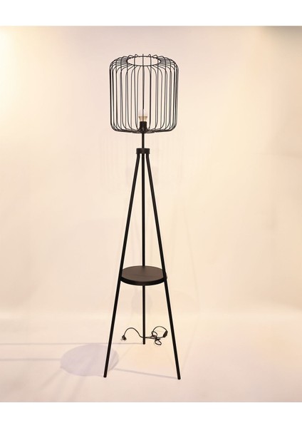 Kafes Detaylı Sehpa Metal Lambader