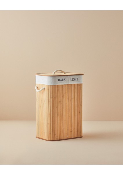 Katlanabilir 2 Bölmeli Bambu Sepet, Bej, Şık ve Pratik Ev Düzeni Aracı fiyatları