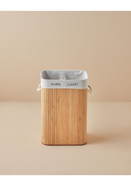 Katlanabilir 2 Bölmeli Bambu Sepet, Bej, Şık ve Pratik Ev Düzeni Aracı modelleri