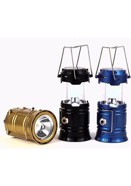 2ın1 1W 6led Solar - Fiş Şarjlı Löküs Model Kamp Lamba Fener - Powerbank Metal Taşıma Kulp OR-5900T