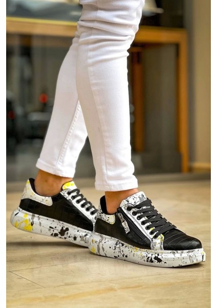 Kb 02 Kuback Bağcıklı Crocodile Siyah Sarı Günlük Erkek Ayakkabı modelleri