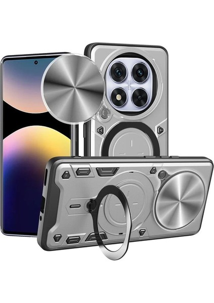 Xiaomi Redmi Note 14 Pro Uyumlu Kamera Koruma 360 Dönebilen Magsafe Halka Stand Özellikli Tank Kılıf