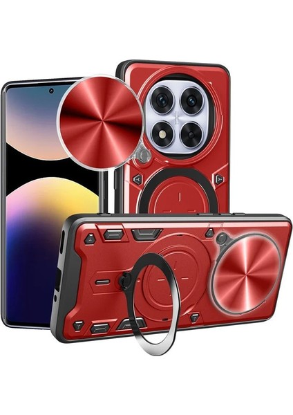 Xiaomi Redmi Note 14 Pro Uyumlu Kamera Koruma 360 Dönebilen Magsafe Halka Stand Özellikli Tank Kılıf