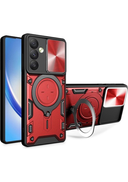 Samsung Galaxy A16 Uyumlu Kamera Koruma 360 Dönebilen Magsafe Halka Stand Özellikli Tank Kılıf