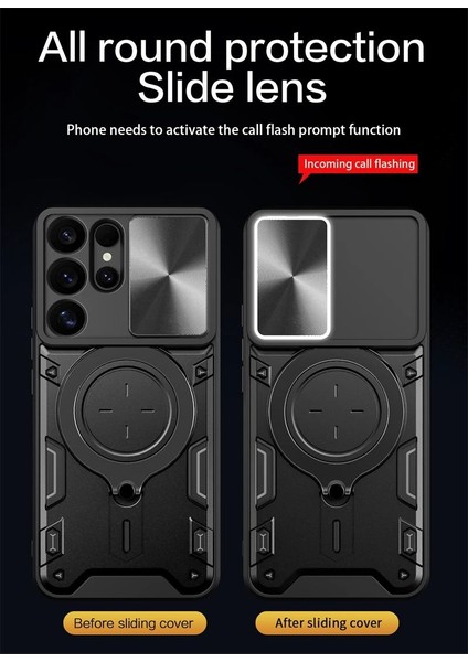 Samsung Galaxy S25 Ultra Uyumlu Kamera Koruma 360 Dönebilen Magsafe Halka Stand Özellikli Tank Kılıf indirimleri