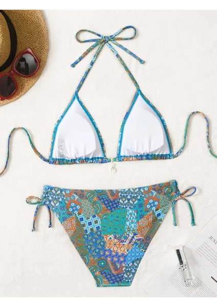 Bikini Takımı Askılı Üst ve Bağcıklı Yan Esnek & Rahat Bikini Takımı