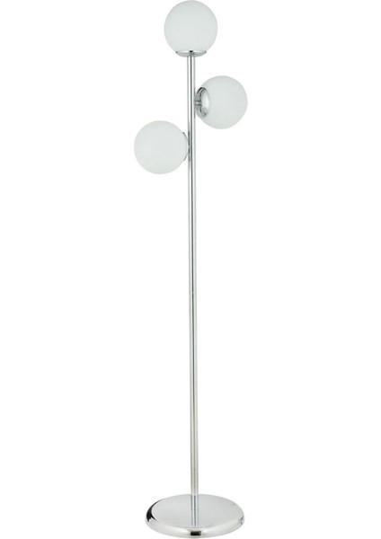 Zambak 3 Lü Krom Beyaz Camlı Modern Dekoratif Tasarım Metal Lambader modelleri