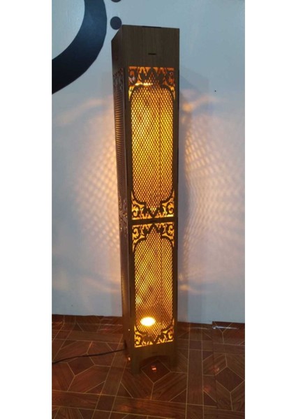 Ahşap Ev Dekorasyonu Gece Aydınlatması Gece Lambası LED Işıklı Lambader 100 cm (GK103)