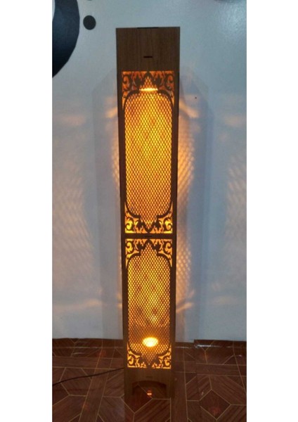 Ahşap Ev Dekorasyonu Gece Aydınlatması Gece Lambası LED Işıklı Lambader 100 cm (GK103)