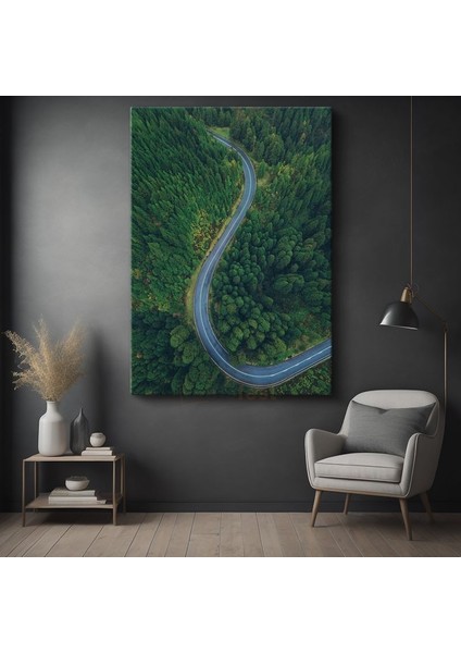 Orman Yolu - Yeşilin Binbir Tonuyla Çevrili Kıvrımlı Patika Kanvas Tablo