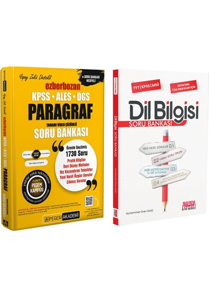 Pegem Kpss Ezberbozan Paragraf ve Akm Dil Bilgisi Soru Bankası Seti 2 Kitap