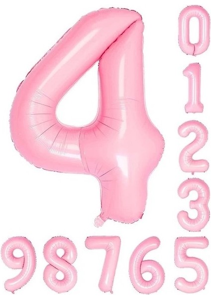 Pembe Rakam Folyo Balon Yaş Pembe Balon 34'' 76 cm Sayı Balon Uçan Balon Helyum Balon
