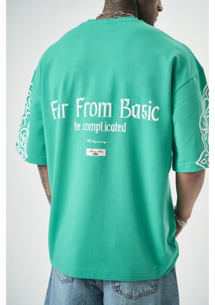 Erkek Far From Basic Baskılı Oversize T-Shirt Yeşil fırsatları