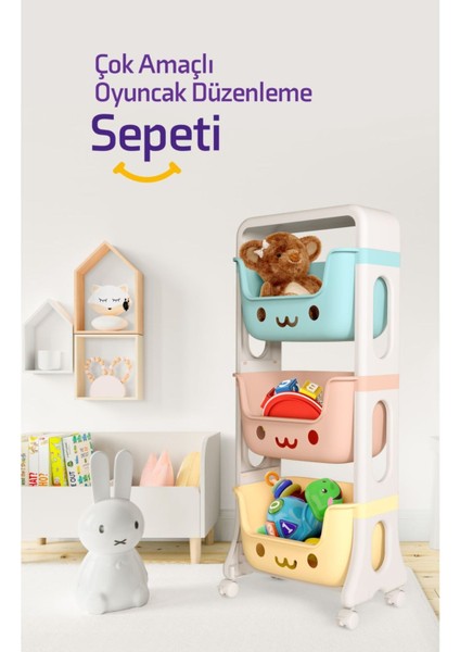 Beyaz Oyun ve Oyuncak Saklama Sepeti, Eğlenceli ve Pratik Düzenleme Çözümü