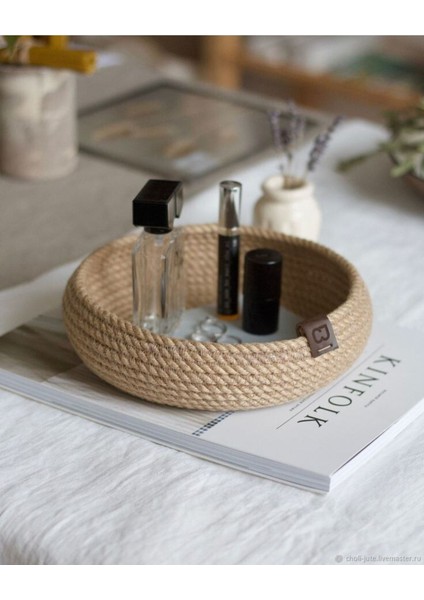 Renkli Çok Amaçlı Hasır Organizer Sepet 23x5 Haki