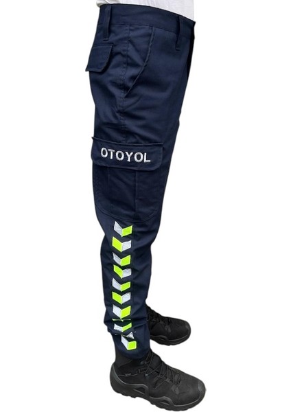 Jandarma Otoyol Pantolonu Cep Kapakları Yazılı Fosforlu