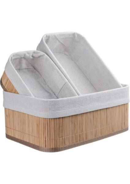 3'lü Bambu Sepet Seti - Çok Amaçlı Organizer ve Saklama, Bej Renk, 100 L Hacim