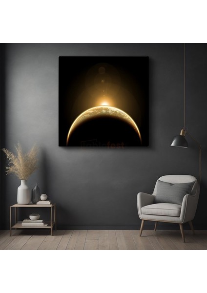 Altın Işık - Kozmik Gün Doğumu Kanvas Tablo