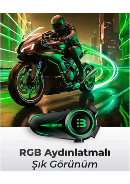 C50 2x Bağlantılı Telsizli Bluetooth Motosiklet Kask Kulaklık Intercom Işıklı Motorsiklet Intercom