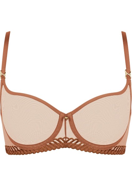 Sheer Emotion Halbschale Sütyen, Transparan Tül ve Altın Renk Detaylı