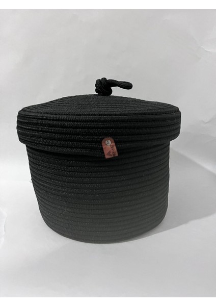 Çok Amaçlı Siyah Hasır Sepet, Banyo ve Mutfak Organizer, 25x15 cm, 1 Parça
