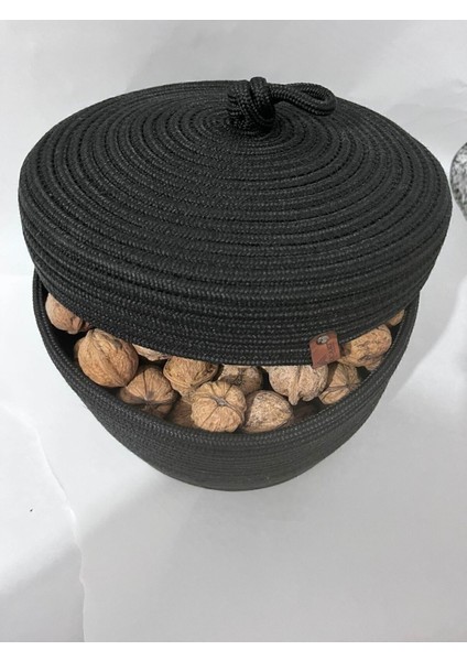 Çok Amaçlı Siyah Hasır Sepet, Banyo ve Mutfak Organizer, 25x15 cm, 1 Parça modelleri