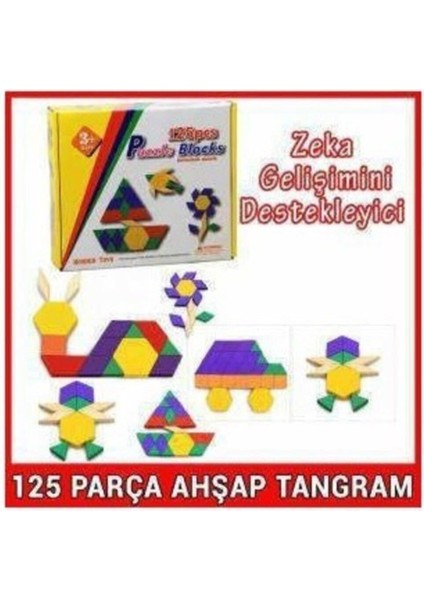 Tangram Hediyeli Ahşap 125 Parça Tangram Puzzle