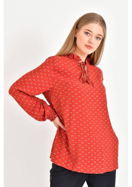 Simli Uzun Kollu Önü Bağcıklı Bluz fırsatları