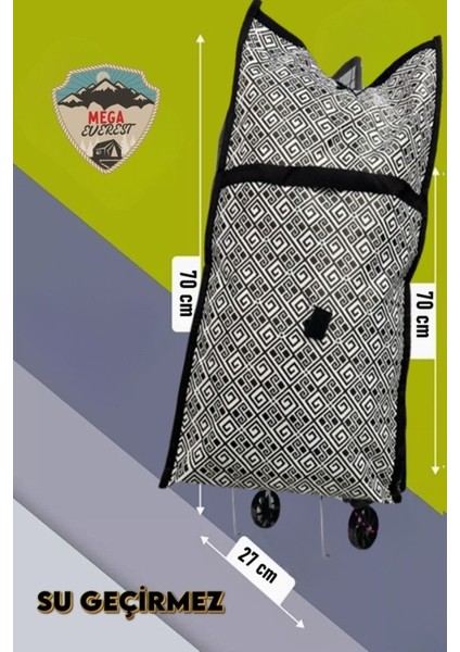 Gri Desenli Pazar Arabası Katlanır Pazar Çantası Çok Amaçlı Çanta Tekerlekli Market Arabası fiyatları