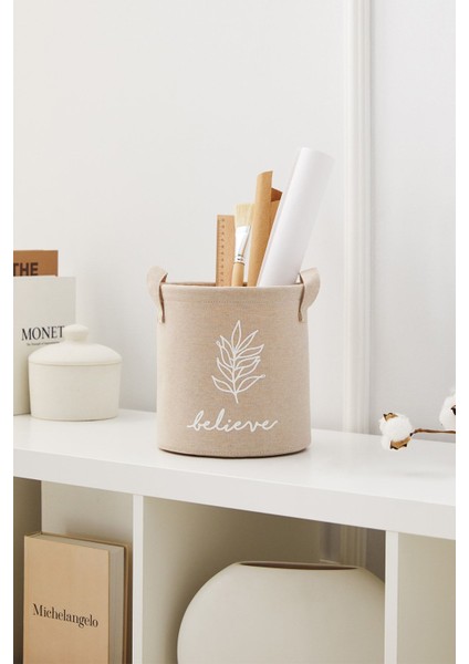 Bej Çok Amaçlı Saklama Sepeti 20x20, Jüt, Dolap ve Oda Düzenleyici